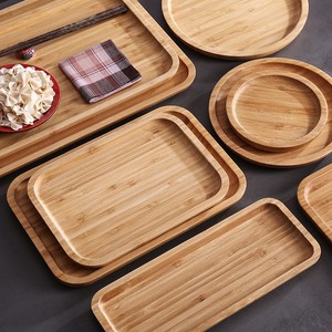 Bamboo Wooden <b>Tray</b> Set Rectangular Round Serving Platter For <b>Tea</b> Food Barbecue Dining Use - Product Image 2