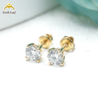 Goldleaf 14 Ayar Altın 0.5CT-2CT IGI DEF VVS1 Beyaz Şeffaf Kesim Laboratuvarda Yetiştirilmiş Elmas Çivili Küpeler Unisex Düğün Partisi Hediye Takı