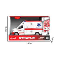 Voiture d'ambulance jouet à friction à l'échelle 1/16, portes ouvrantes, véhicule de sauvetage avec lumières et sons pour enfants