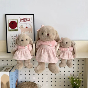 Cute Long Ear <b>Bunny</b> Plush Doll With Plaid <b>Outfit</b> Soft Stuffed Rabbit Toy For Home Decor Gift - Product Image 3