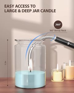 Briquets USB rechargeables sans flamme Briquet à bougie électrique à <span class=keywords><strong>arc</strong></span> avec affichage de batterie LED pour gril BBQ Camping - Product Image 2