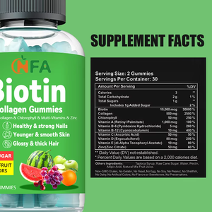 Labels privés Supplément multivitaminé avec chlorophylle biotine Collagène Gommes pour une peau plus jeune et lisse à faible teneur en sucre - Product Image 2