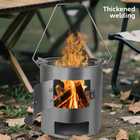 Réchaud à charbon de bois portable et pliable avec structure en acier allié pour le camping en plein air, les pique-niques, les voyages et une utilisation mobile