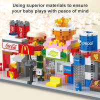 8 Types Magasin Ville Vue Sur La Rue Bloc De Construction Coin Boutique Modèle Briques Magasin Nano blocs Variété Vue Sur La Rue Ensemble Complet