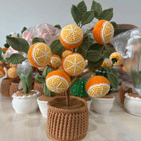 Bunga Buah Rajutan Tangan Buatan Sendiri, Pot Bunga Buatan, Oranye, Stroberi, Alpukat, Bonsai untuk Dekorasi Rumah, Hadiah Peresmian Rumah