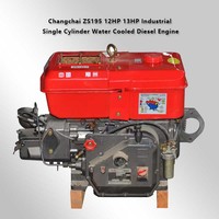 Motor Diésel Changchai ZS195 de 12HP/13HP, Arranque Eléctrico, Monocilíndrico, Cuatro Tiempos, Refrigerado por Agua, para Uso Agrícola