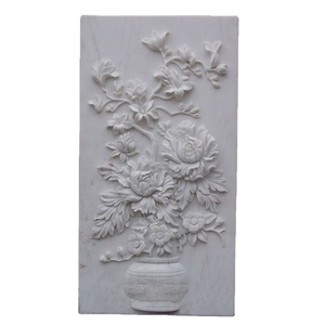 Patung Ukiran Bunga Marmer Gaya Antik Tiongkok Ukiran Dinding - Product Image 2
