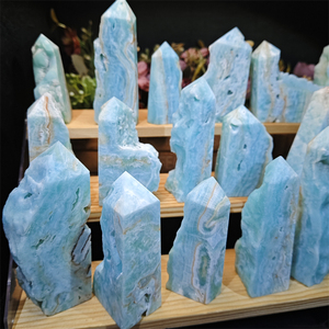 Haute Qualité Naturel Brut Bleu <span class=keywords><strong>Aragonite</strong></span> Tour <span class=keywords><strong>Cristaux</strong></span> Point Pierres De Guérison Obélisque Pour La Décoration - Product Image 2