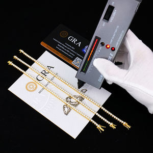 Bracelet Tennis Classique en Argent S925 Plaqué Or Jaune 14K avec Moissanite Taillée 3mm Certifiée GRA, Bijou Diamant Glacé pour Femme et Homme - Product Image 1