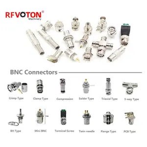 Ücretsiz örnek BNC tipi konnektör erkek kadın sıkma kelepçe flanşlı PCB koaksiyel konnektör BNC CCTV 50ohm 75 ohm bnc adaptörü