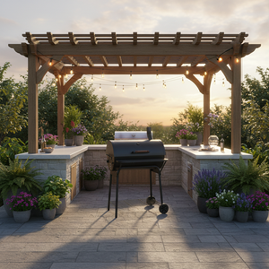 Hot Sell JX <strong>Oil</strong> <strong>Drum</strong> Charcoal <strong>BBQ</strong> Grill with Metal Burner Gas Stove (JXH30040)-Heat Resistant &amp; Waterproof - Product Image 4