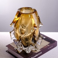 Vase en verre ambré Art Déco irrégulier, décoration intérieure, table, fleurs et pots, décoration de la maison, cristal, occasion de mariage