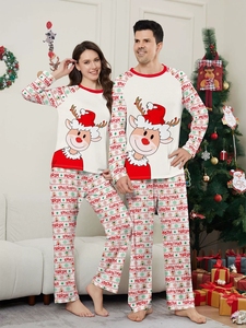 2026 Christmas Pajamas Cute Printed 2-Piece Sleepwear Festive <strong>Holiday</strong> <strong>Family</strong> Matching Set with Elastic Waist and Elegant Design - Product Image 6
