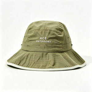 Sombrero de Pescador Verde Oliva de Secado Rápido, 100% Poliéster, con Borde Blanco, Bordado ACE OUTDOORS, Protección UV UPF50, Venta al Por Mayor - Product Image 5