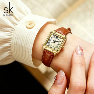 <span class=keywords><strong>Montre</strong></span> à quartz pour femme SHENGKE, design classique, bracelet en cuir, montres-bracelets pour femmes, prêtes à être expédiées, montres-bracelets étanches - Product Image 5