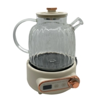 Bouilloire électrique multifonction 1L 450W avec contrôle de la température |   Bouilloire en verre pour faire bouillir, faire mijoter, infuser du thé aux fleurs, du gingembre, du ginseng