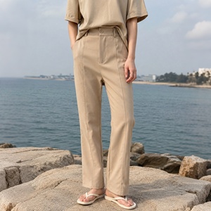Elegantes Pantalones de Traje Color Caqui con Pliegues para Mujer, de Cintura Alta, Pierna Recta, Estilo Oficina, Pantalón Drapeado Chic, Pantalon Tailleur <span class=keywords><strong>Feme</strong></span> - Product Image 5