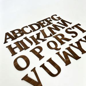 Wooden English <b>Letter</b> Ornaments 26 <b>Letters</b> Set Home <b>Wall</b> Decoration Rustic Style Natural Wood Color - Product Image 1