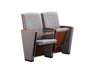 Chaise d'auditorium en bois de style moderne avec tablette d'écriture en tissu, solution économique pour sièges publics d'église, vente directe d'usine