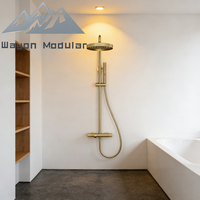 Sistema de Ducha de Alta Presión con Cabezal de Ducha Tipo Lluvia y Mezclador, Cromado en Oro, para Baño, Marca Wayon
