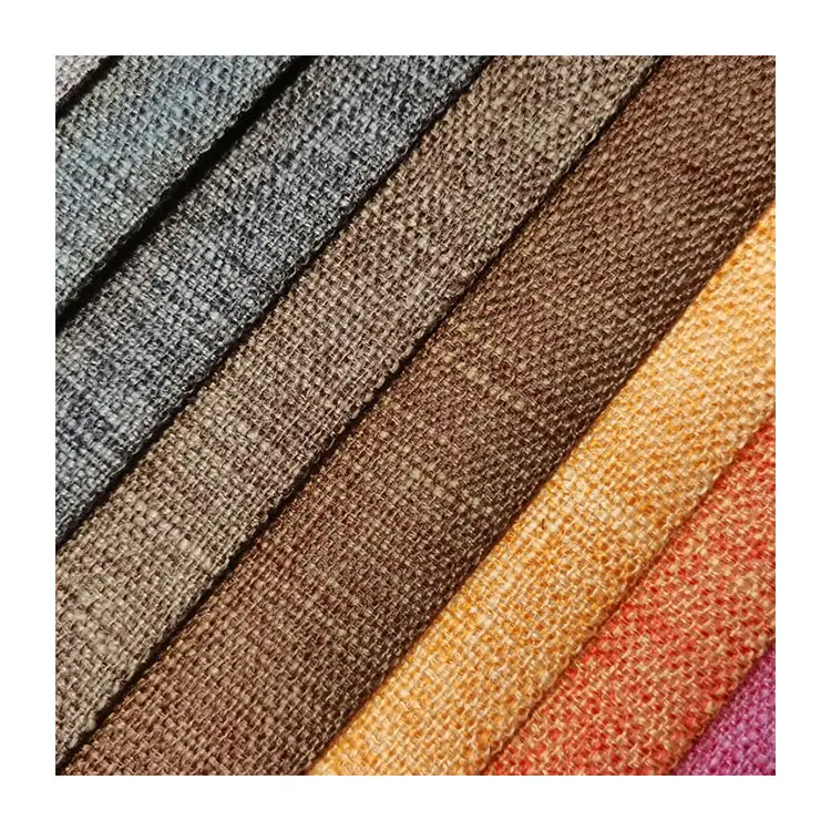 Tekstil rumah 100% poliester kain Linen imitasi pemasok kain Sofa Linen lembut