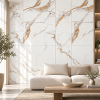 Carreaux de sol en porcelaine modernes certifiés CE Hanse 600x1200mm, entièrement émaillés, polis, effet marbre, pour projets commerciaux et villas
