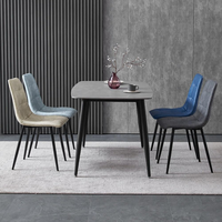 Table à manger moderne et contemporaine, durable, imperméable, en MDF avec plateau en mélamine, 140x80x76cm, avec pieds en métal, pour usage domestique