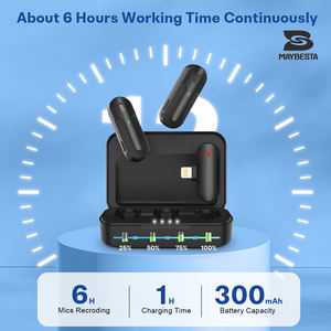 MAYBESTA Microphone sans fil miniature à double cravate pour iPhone iPad - pour l'<span class=keywords><strong>enregistrement</strong></span> vidéo, les interviews, les podcasts <span class=keywords><strong>sur</strong></span> <span class=keywords><strong>Youtube</strong></span> - Product Image 5