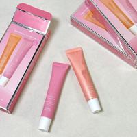 Baume à lèvres hydratant et teinté double style rose doux, lot de 2 pièces, effet éclatant, parfum gâteau d'anniversaire et fraise, texture soft serve