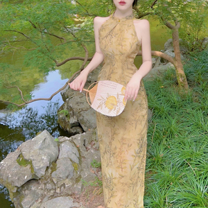 Cheongsam verde para <span class=keywords><strong>mujer</strong></span>, estilo joven, estilo <span class=keywords><strong>tradicional</strong></span> chino, gasa mejorada, vestidos de <span class=keywords><strong>mujer</strong></span> de talla grande, <span class=keywords><strong>qipao</strong></span> para <span class=keywords><strong>mujer</strong></span> - Product Image 2