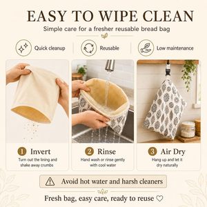 Bolsas de Almacenamiento de Algodón Forradas con Cera de Abeja Natural, Herméticas, Reutilizables, para Pan Casero - Product Image 3