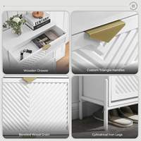Lemari Sepatu Lipat Tipis Putih, Furnitur Rumah, Rak Pintu Masuk, Motif Serat Miring, Organizer Berdiri Sendiri, Dapat Disesuaikan, Hotel