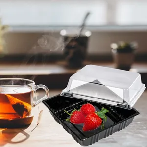 Recycling-transparenter faltbarer Lebensmittelbehälter aus Kunststoff durchsichtige Kuchenbox mit Geprägtem Druck direkt vom Lieferanten