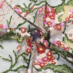 2022 nuovo tessuto multicolore floreale in Tulle con ricamo paillettes lavorato a maglia per la casa per ragazzi e abiti da sera da sposa - Product Image 1