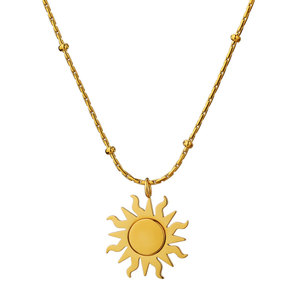 Collar de Joyería con Colgante de Sol en Acero Inoxidable 316L, Chapado en Oro de 18k, Resistente al Agua y al Deslustre, con Logotipo Personalizado para Mujer - Product Image 5