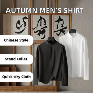 Nouvelle Collection Printemps – Chemise Homme en Coton Tricoté à Double Boutonnage, Manches Longues, Style Chinois Haut de Gamme, Col Montant, Respirante et Écologique - Product Image 2