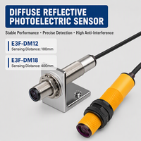 Capteur photoélectrique cylindrique E3F à faisceau diffus laser, 100 mm à 400 m, NPN, pour contrôle industriel