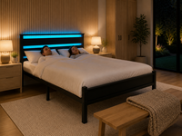 Offre Spéciale – Cadre de Lit Flottant en Fer avec Support Robuste, Lumières LED RGB et Télécommande – Idéal pour Chambre à Coucher