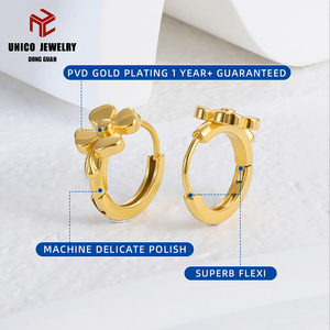 أقراط دائرية من الفولاذ المقاوم للصدأ مطلية بالذهب عيار 18 قيراط، خطاف مصبوب بالبودرة، مجوهرات نسائية بالجملة للجنسين - Product Image 5