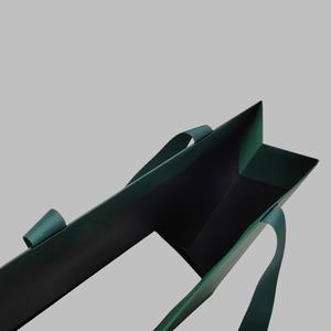 ถุงกระดาษพิเศษแบบสัมผัสนุ่มสีเขียวพร้อมริบบิ้นฟอยล์สีทองดีไซน์กำหนดเองวัสดุรีไซเคิลถุงกระดาษสำหรับชา - Product Image 4