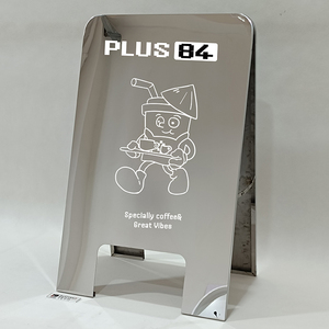 Panneau publicitaire autoportant <span class=keywords><strong>en</strong></span> acier inoxydable, personnalisé, miroir brossé, pliable, pour devanture de magasin - Product Image 1