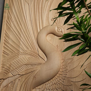 Peinture suspendue 3D sculptée à la main texture bois massif hall d'hôtel villa ornements d'art décoratif - Product Image 6