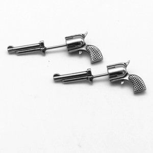 yunnique Hip Hop Style Pistol <b>Stud</b> Earrings <b>Titanium</b> Steel For Men And Women Unique Gun Shape Fashion Jewelry - Product Image 2