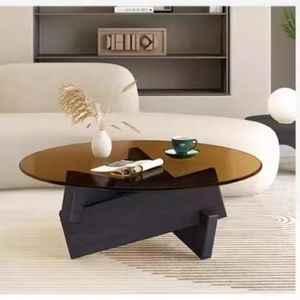 Nordic di lusso salotto tavolino semplice moderno legno massiccio rotondo Design con vetro casa piccoli mobili bassi - Product Image 3