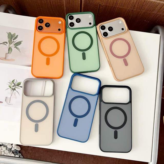 PC  Hard Matte Colorful Phone Case Frosted PC with Soft TPU Edge Magnetic Protective Cover for iPhone 17 Pro Max 15 Pro Max