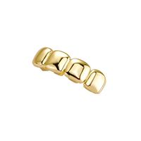 Parrillas Dentales de Cobre Vintage Pulido Brillante de 4 Dientes, Joyería Dental Unisex para Raperos