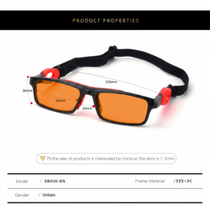 Lunettes de sport unisexes pour le basketball, avec monture rectangulaire en TPE <span class=keywords><strong>PC</strong></span> bloquant 100% de la lumière bleue, boucle rotative, doublure douce, myopie, multicolores - Product Image 3
