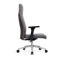 Chaise de bureau de direction haut de gamme en cuir véritable, design moderne et minimaliste, ergonomique, réglable, base 5 étoiles, accoudoirs fixes