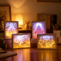 Lampe de nuit en papier découpé en 3D, boîte à lumière en papier découpé, lumière LED, cadeaux créatifs d'Halloween