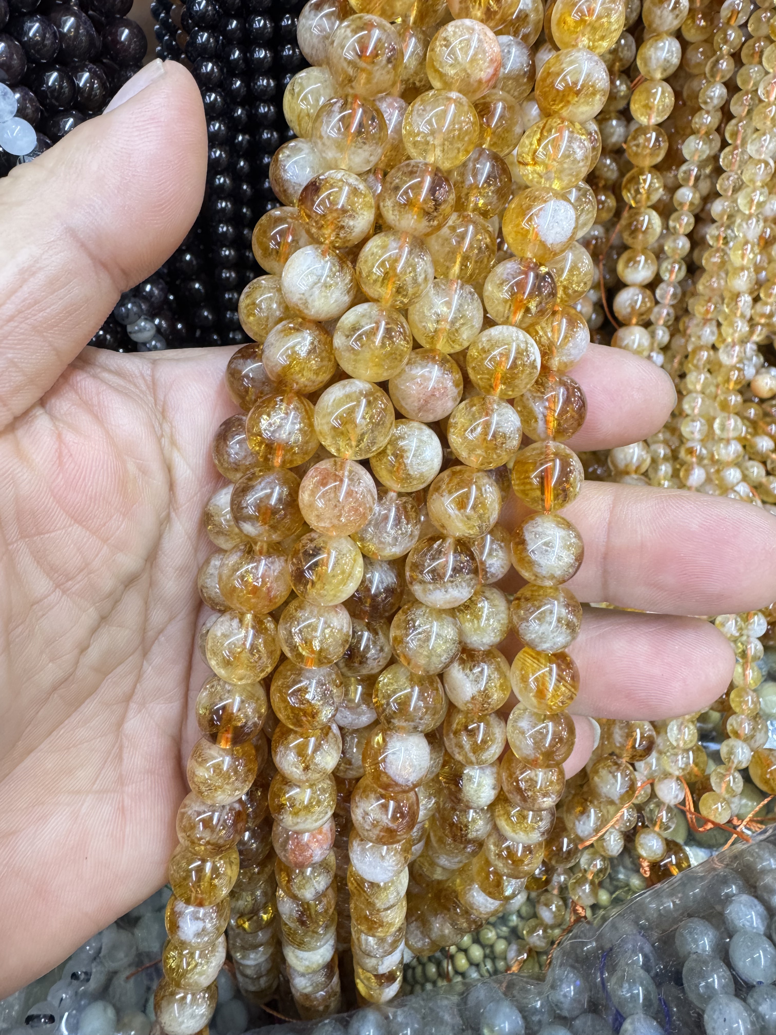 Reiki Healing Natural Citrine Beads Round Beads Citrine Crystal Quartz Original Citrine 8mm 10mm 15.5 Strand for Jewelry Making